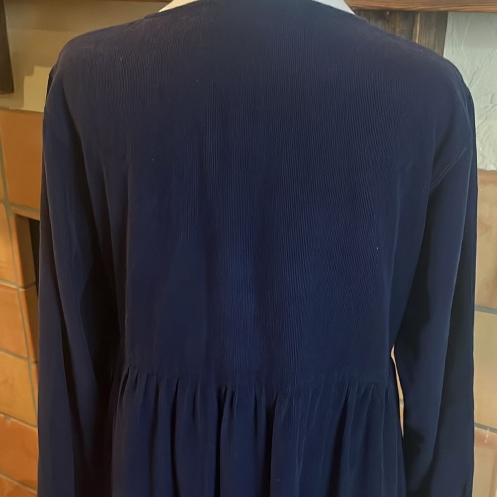 Persaman Navy Blue Corduroy Long Sleeve Empire Waist Dress, size M - Picture 8 of 10